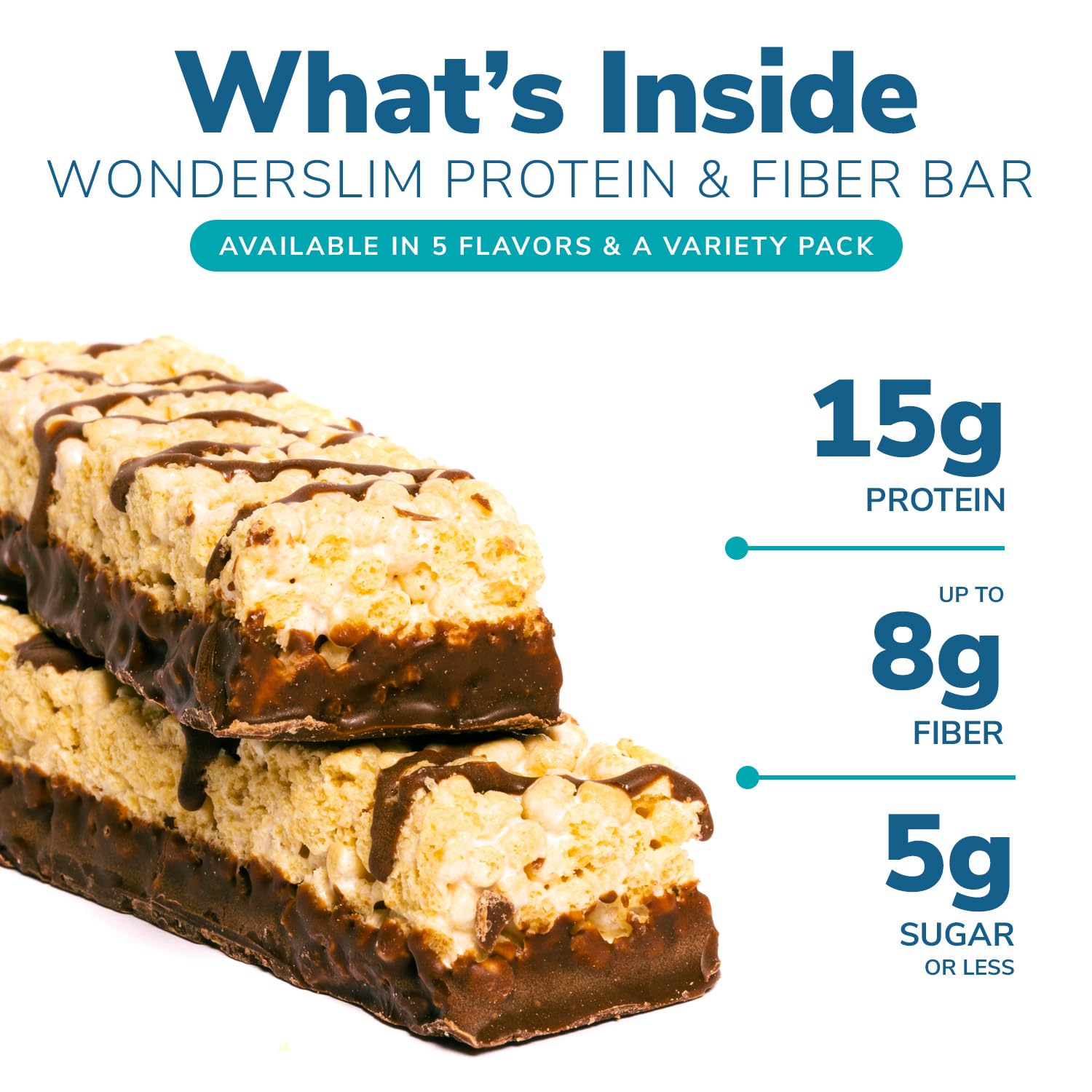 Wonderslim High Fiber Protein Bars, Salted Toffee Pretzel | 15g Protein, 7g Fiber | Low Sugar, Low Carb | Healthy Indulgence | Satisfying, Supports Energy & On-the-Go Convenience, 7 Pack