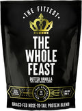 The Fittest Whole Feast Beef Protein Powder - Butter Vanilla - Grass Fed Nose to Tail Carnivore Blend Including Liver, Colostrum and Whole Bone - BCAAs - 14g Collagen - 21g Total Protein