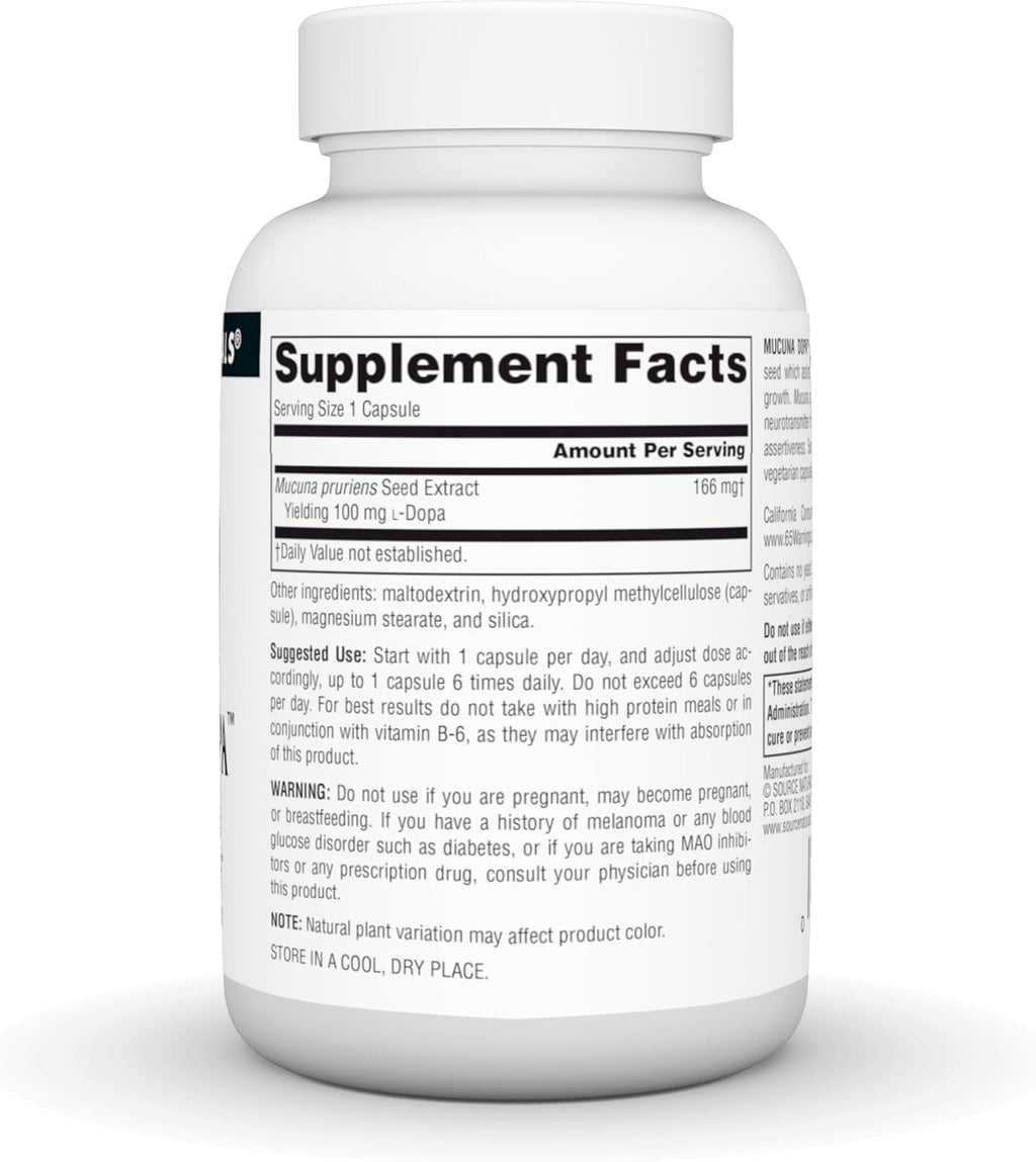 Source Naturals Mucuna Dopa, for Mood & Performance*, 100 mg - 120 Vegetarian Capsules
