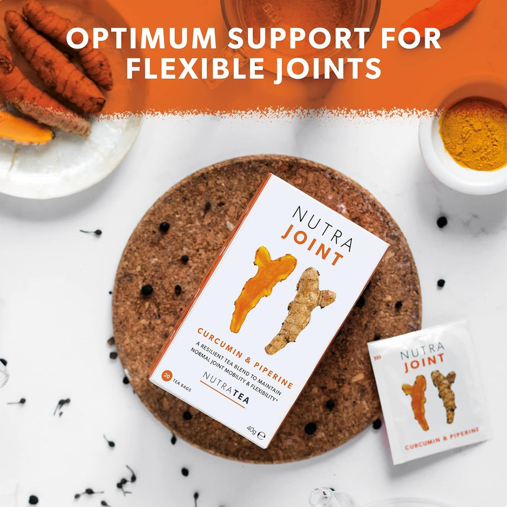 Nutra Tea NutraJoint – Joint Care Tea – Arthritis Support Blend – Curcumin, Green Tea and Piperine – 40 Enveloped Tea Bags – Herbal Infusion – 2 Pack