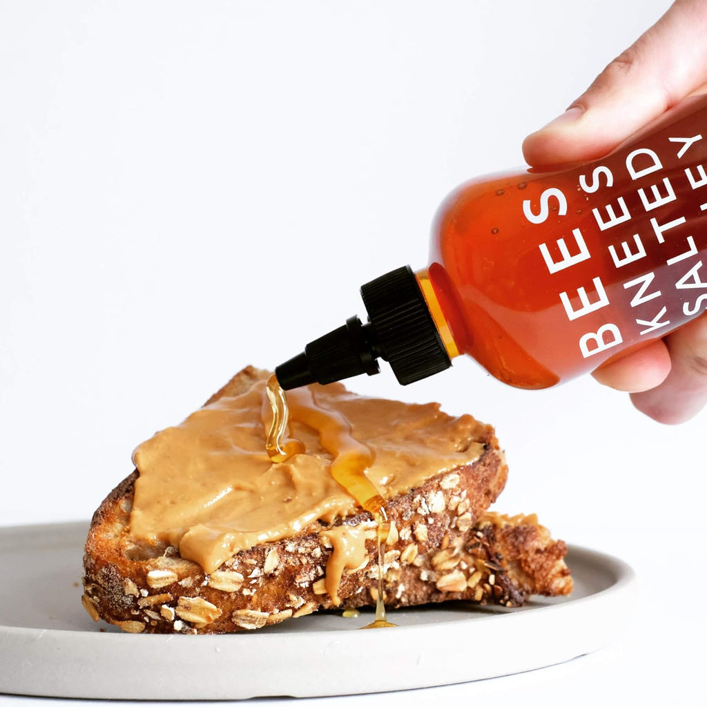 Bees Knees Salted Honey Squeeze Bottle, Raw Honey for Tea, Sweet & Savory Infused with Salt & Made in the USA, Pure & All Natural, Unfiltered & Gluten Free, 12.5oz