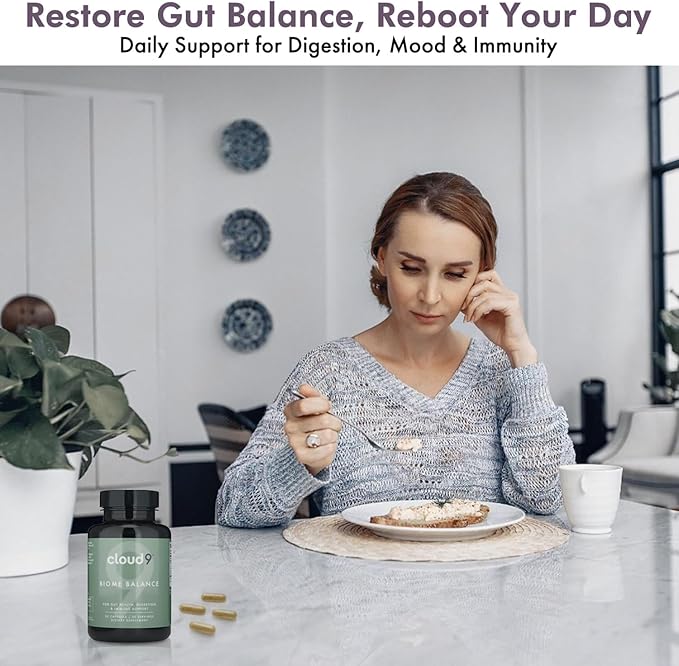 Cloud9 Biome Balance – 13-Strain Probiotic for Gut, Mood & Immune Support – 20 Billion CFU – Vegan, Dairy-Free, Shelf-Stable – Made in USA- 30 Capsules