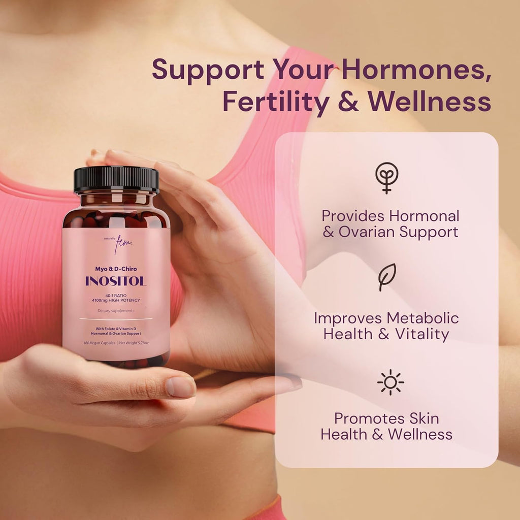 QSTA Myo-Inositol & D-Chiro Inositol Supplement for Women 4100mg (40:1 Ratio) – 9-in-1 Hormonal & Metabolic Support with Folate, Vitamin B6, B12, D3, Zinc & Chromium