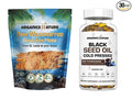ORGANICS NATURE Dried Sea Moss Wildcrafted & Black Seed Oil Capsules | Raw Gluten-Free, for Lung Detox, Immune System Support Softgels, for Hair, Skin, Heart, Nigella Sativa, Cold Pressed Cumin Seed.