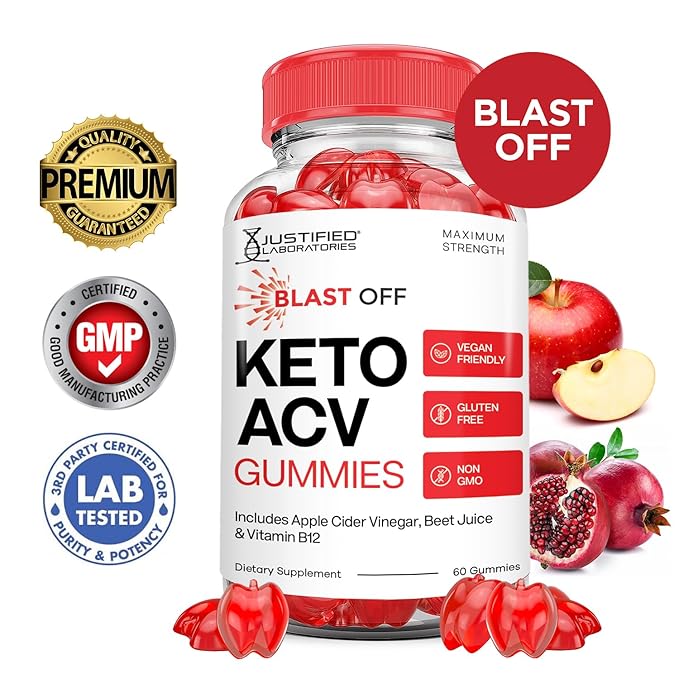(3 Pack) Blast Off Keto ACV Gummies Advanced Formula 1000MG Blast Keto Gummies Apple Cider Vinegar Formulated with Pomegranate Beet Juice Powder B12 Vegan Non GMO 180 Gummys
