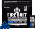 Fire Science Fire Salt Hydration Sticks, Electrolytes & Coconut Water, Hydration Drink Mix with Caffeine, Potassium & Sodium, Zero Sugar, Serve On The Go Packs, Caffeine Blue Raspberry, 32 Count