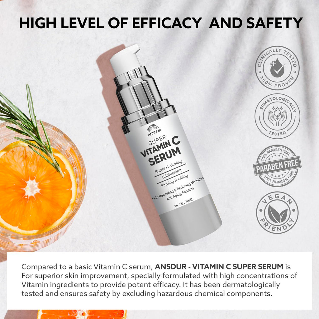 Super Vitamin C Serum for Women over 70: Hyaluronic Acid Serum for Face, Dark Spot Remover and Wrinkle Reduction - Lifting, Smoothing, Moisturizing, All in One Skin Care Formula, 1 fl oz
