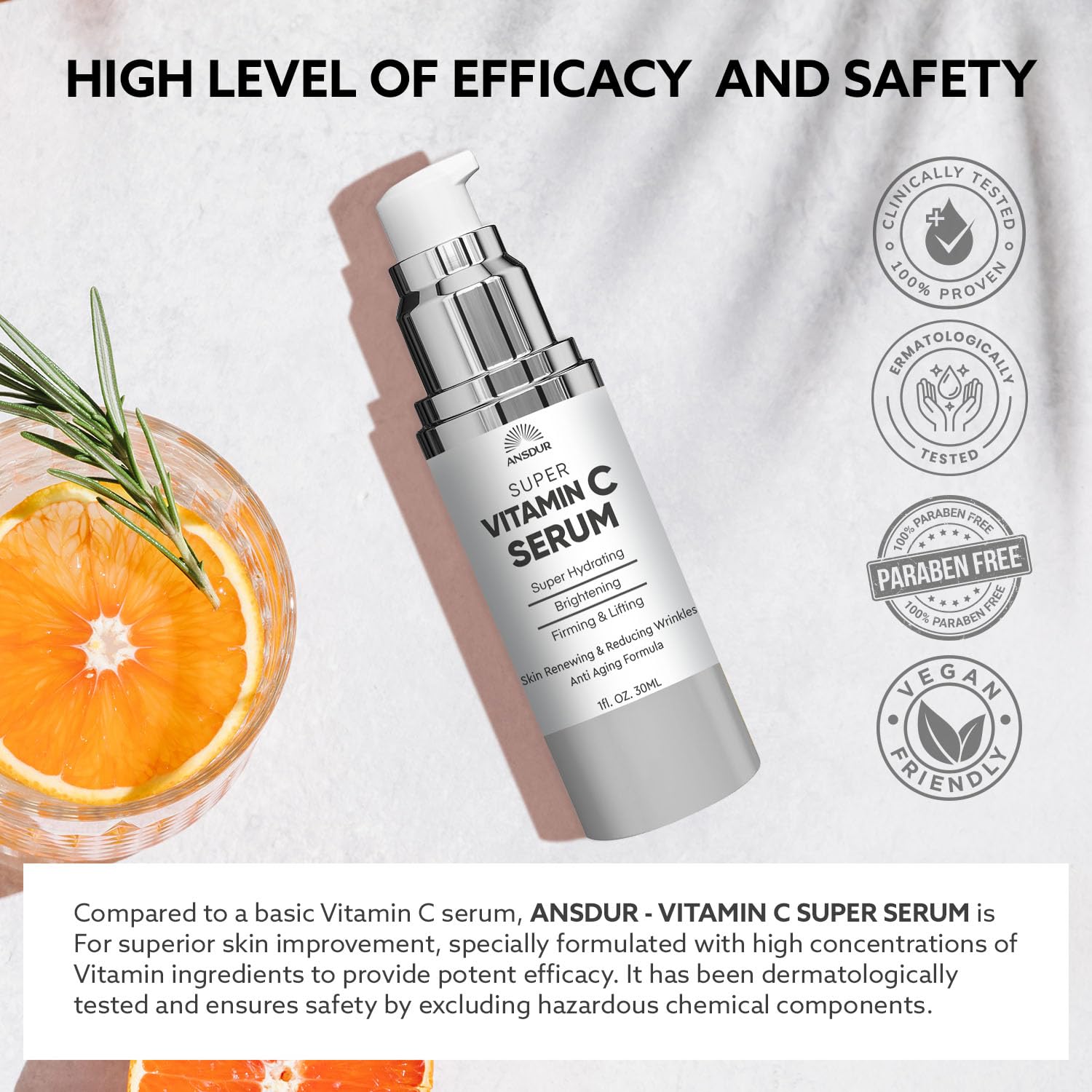 Super Vitamin C Serum for Women over 70: Hyaluronic Acid Serum for Face, Dark Spot Remover and Wrinkle Reduction - Lifting, Smoothing, Moisturizing, All in One Skin Care Formula, 1 fl oz