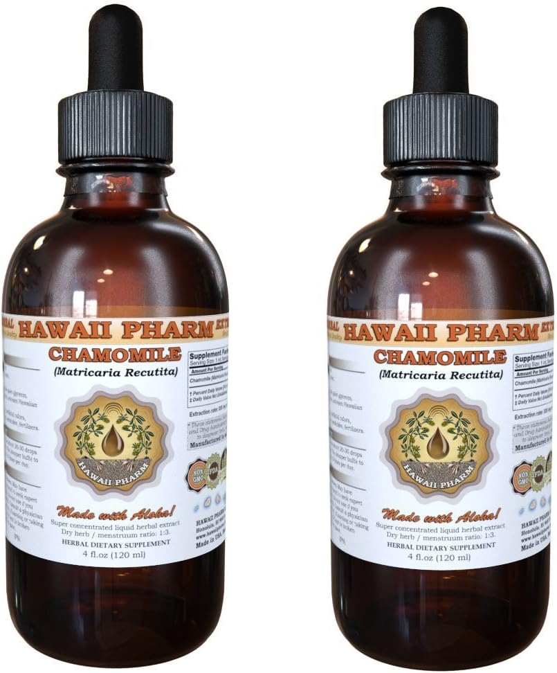 Chamomile Liquid Extract, Organic Chamomile (Matricaria Recutita) Tincture Supplement 2x2 oz