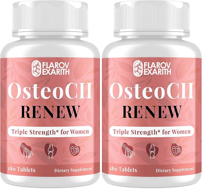 Joint Supplements for Women OsteoCII Renew Triple Strength – Advanced Joint, Bone & Skin Formula – Collagen, Glucosamine, Chondroitin, Calcium, MK-7, Vitamin D3, Hyaluronic Acid, 360 Tablets