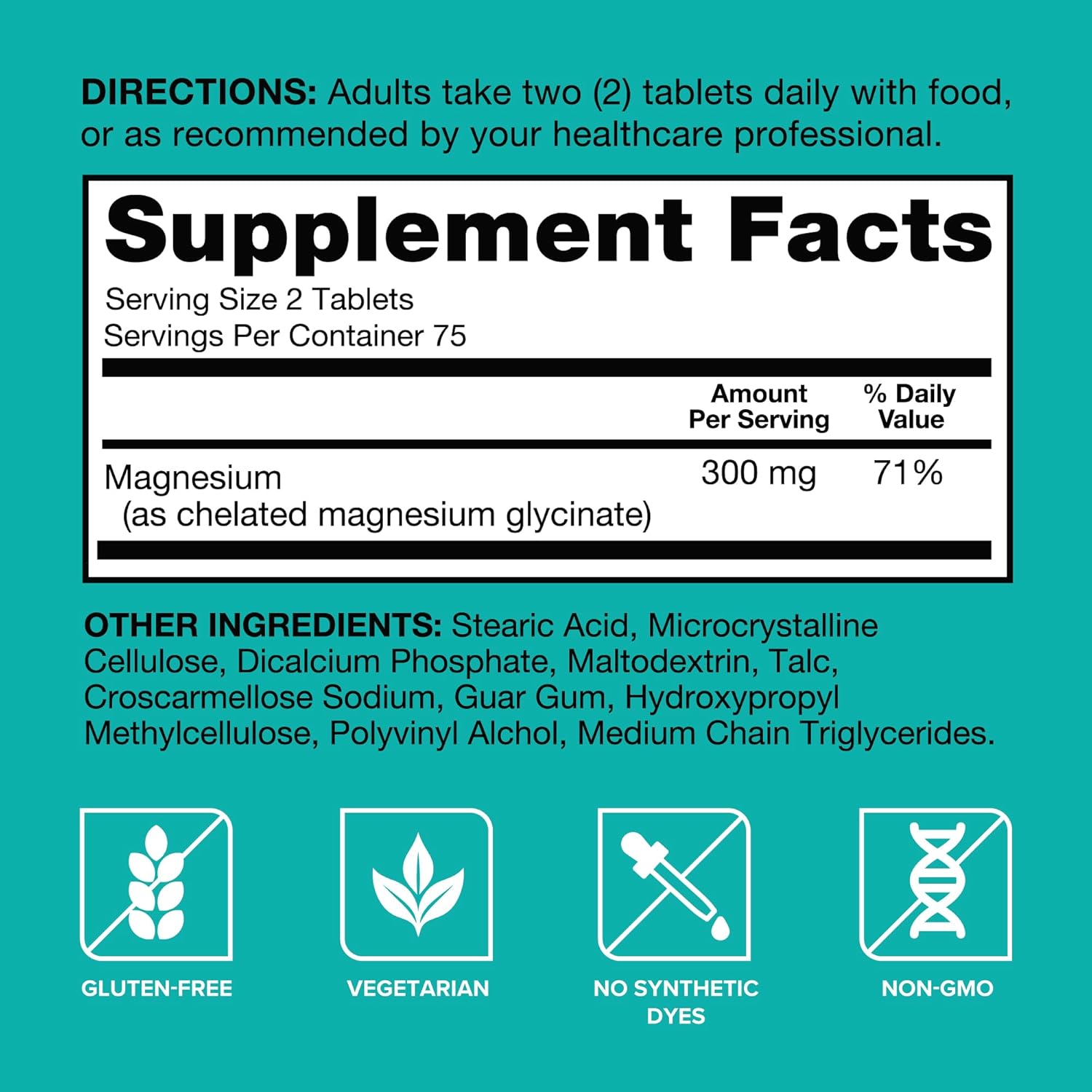 Qunol Magnesium Glycinate 300mg, 100% Glycinate Chelated Magnesium Supplement, 150ct Tablets