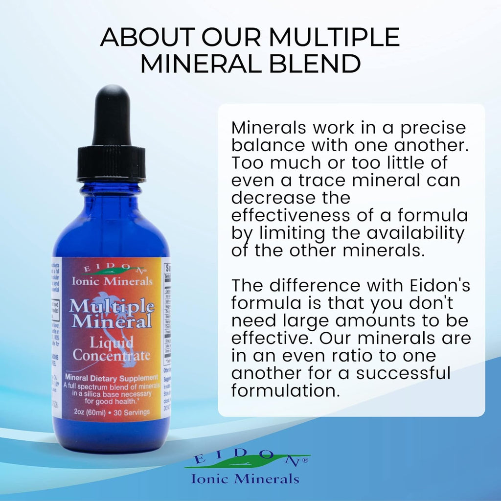 Eidon Ionic Minerals Multiple Minerals Supplement - Ionic Trace Mineral Drops for Water, Natural Liquid Vitamins to Support Heart Health and Hydration, Bioavailable, No Preservatives - 2 oz