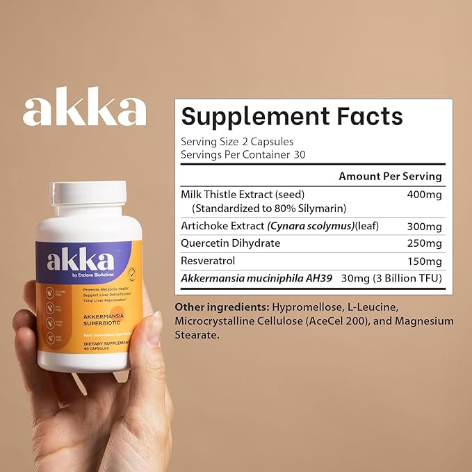 AKKA 4 Pack Premium Liver Cleanse Detox & Repair Superbiotic - Supports Liver Health & Function, Boosts Energy, Digestion & Metabolism with Bioavailable Pasteurized Akkermansia, Non-GMO, Gluten-Free