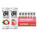 CHI FOREST Sparkling Water Beverage, Lychee & White Peach, 2 Flavors, Zero Sugar, 11.16 fl oz Cans (Pack of 24)