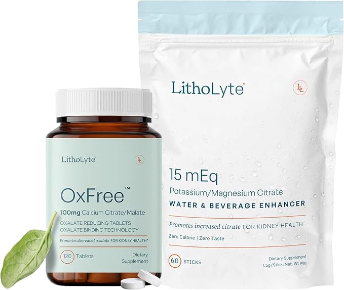 Complete Kidney Health Support Bundle: 15 mEq + OxFree® for Optimal Hydration, Oxalate Balance, and Kidney Protection - Science-Based Support Beyond Cleanse, Detox, or Stone Breaker Supplements
