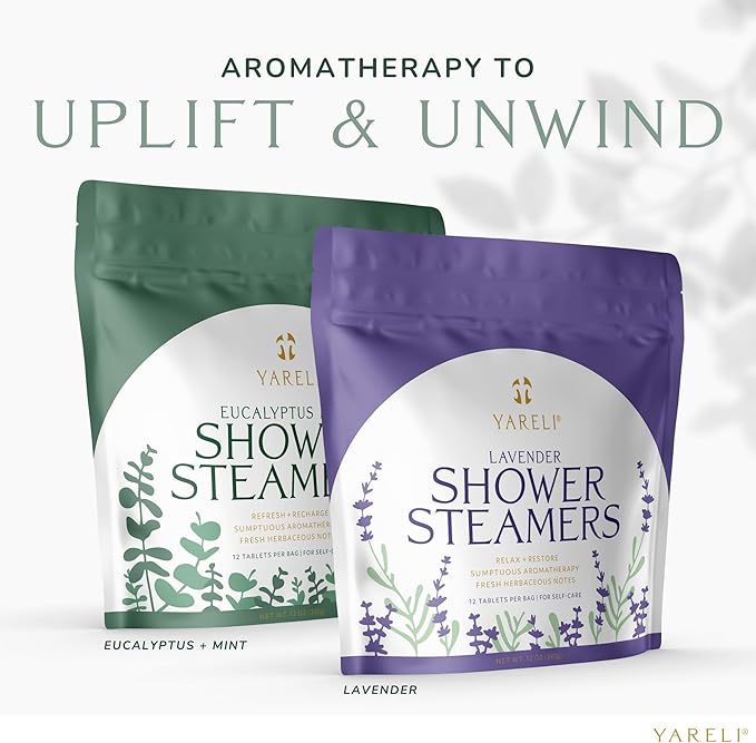 Yareli Shower Steamers for Sinus Relief, 12 Pack, for Men & Women - Aromatherapy and Self Care - Eucalyptus Mint