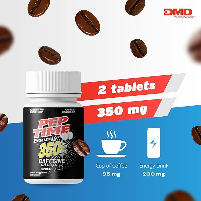 Tablets, Vitamin B6 and B12 Caffeine Pills, 350 mg Caffeine per Serving, Physical Performance and Focus Supplement, 250 Count