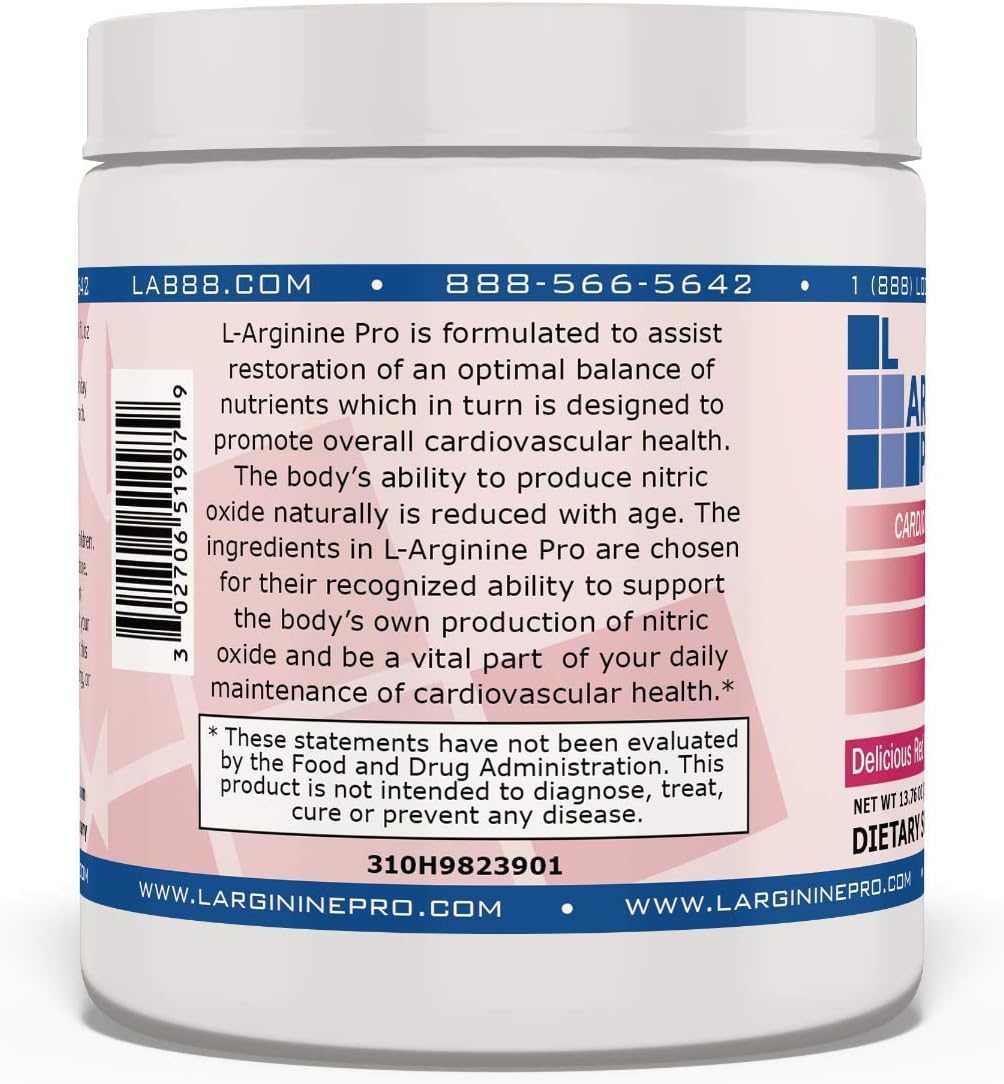 L-ARGININE PRO | 5,500mg L-Arginine Plus L-Citrulline 1,100mg Raspberry & Orange Powder Drink Mix Supplement for Increased Nitric Oxide Production