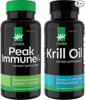 Daiwa PeakImmune4 + Daiwa Krill Oil Daily Wellness Support Bundle – Immune System Booster + Omega 3 Krill Oil Capsules