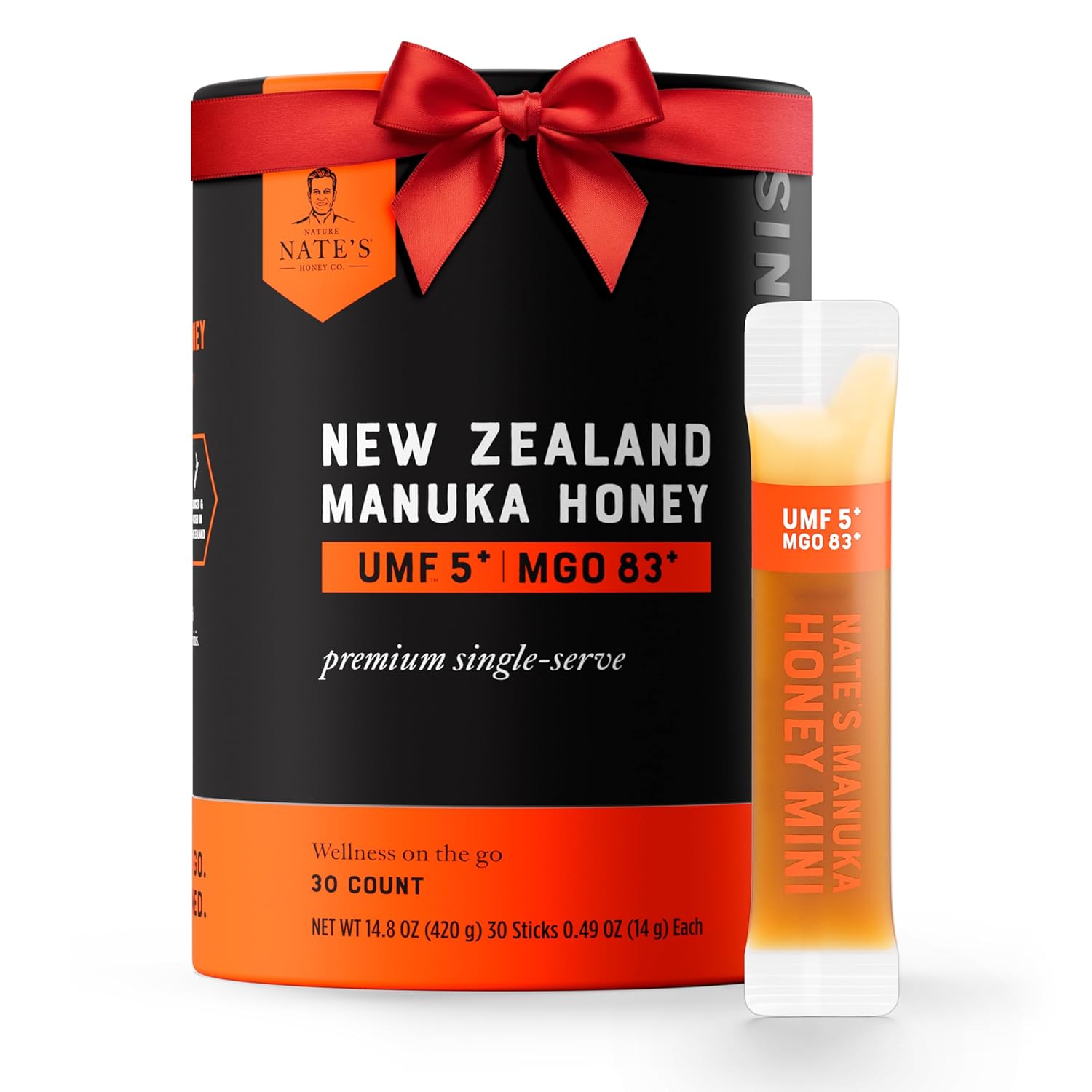 Nate's Manuka Honey Minis - 30 count Single-serve, Pure Manuka Honey - MGO 83+ | UMF 5+ Certified - 30 Single-Serve Packets for On-the-Go Daily Wellness