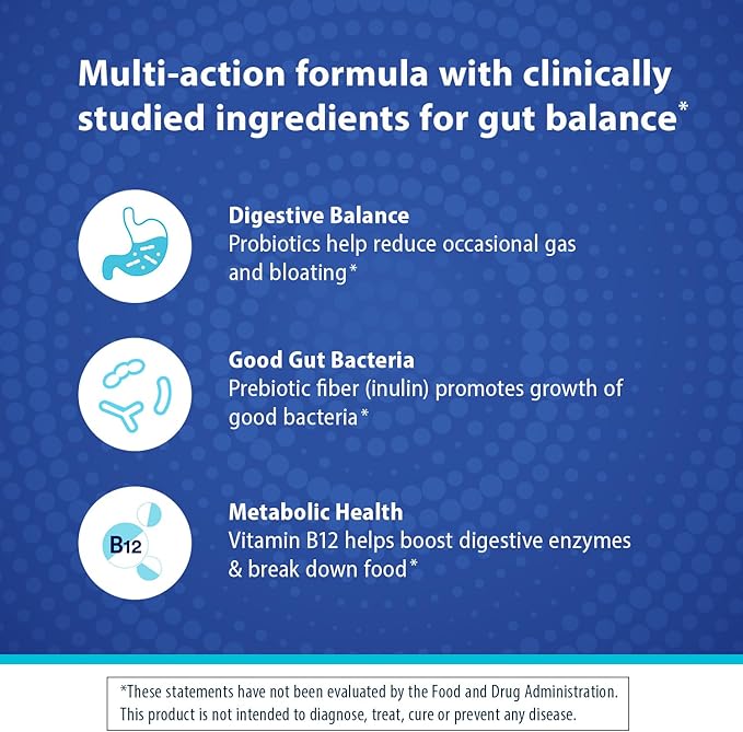 Florastor Prebiotic and Probiotic Gummies, Digestive and Metabolic Support Probiotic Blend for Multi-Action Digestive Health Care, with Vitamin B12, 112 Gummies
