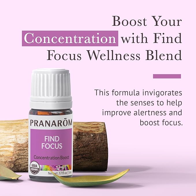 Pranarom - Find Focus Wellness Blend 5ml - Aromatherapy - Natural Focus - Certified Organic, Invigorating Citrus Aroma, Cruelty-Free, Easy Diffusion