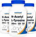Nutricost N-Acetyl L-Tyrosine (NALT) 350mg, 120 Capsules (3 Bottles) - Gluten Free, Non-GMO