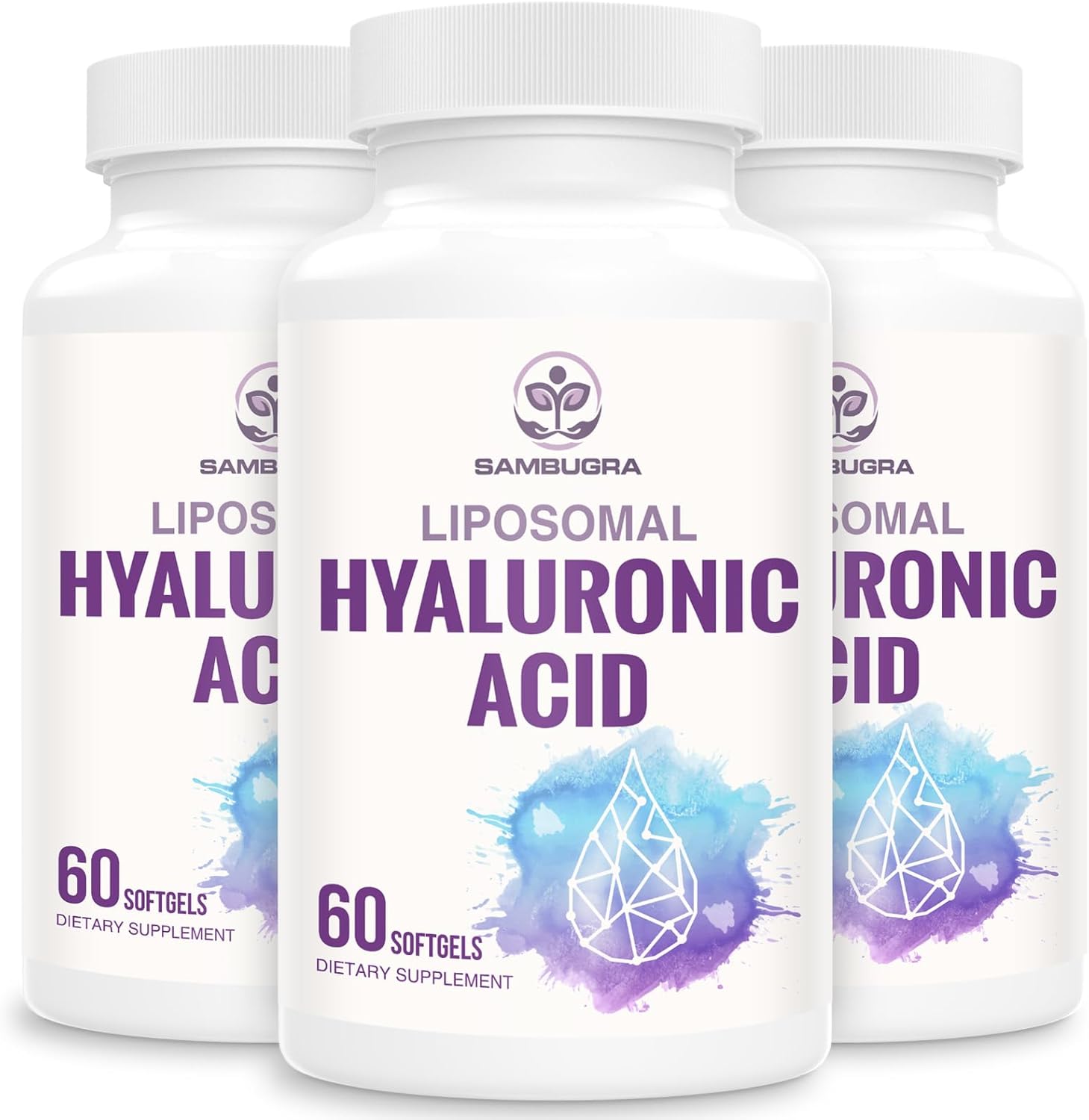 Liposomal Hyaluronic Acid 1000mg, High BioavailabilityHyaluronic Acid Capsules, Dietary Supplement Support Skin and Bones, 180 Capsules (Pack of 3)