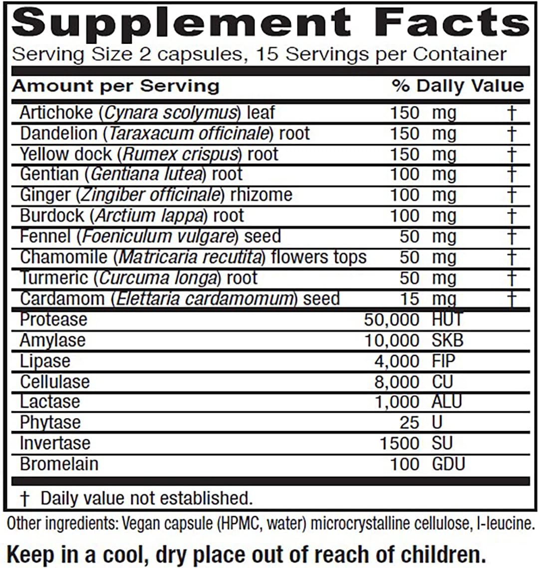 Vitanica Bitters Extra, Digestion Support, Vegan/Vegetarian, 30 Capsules