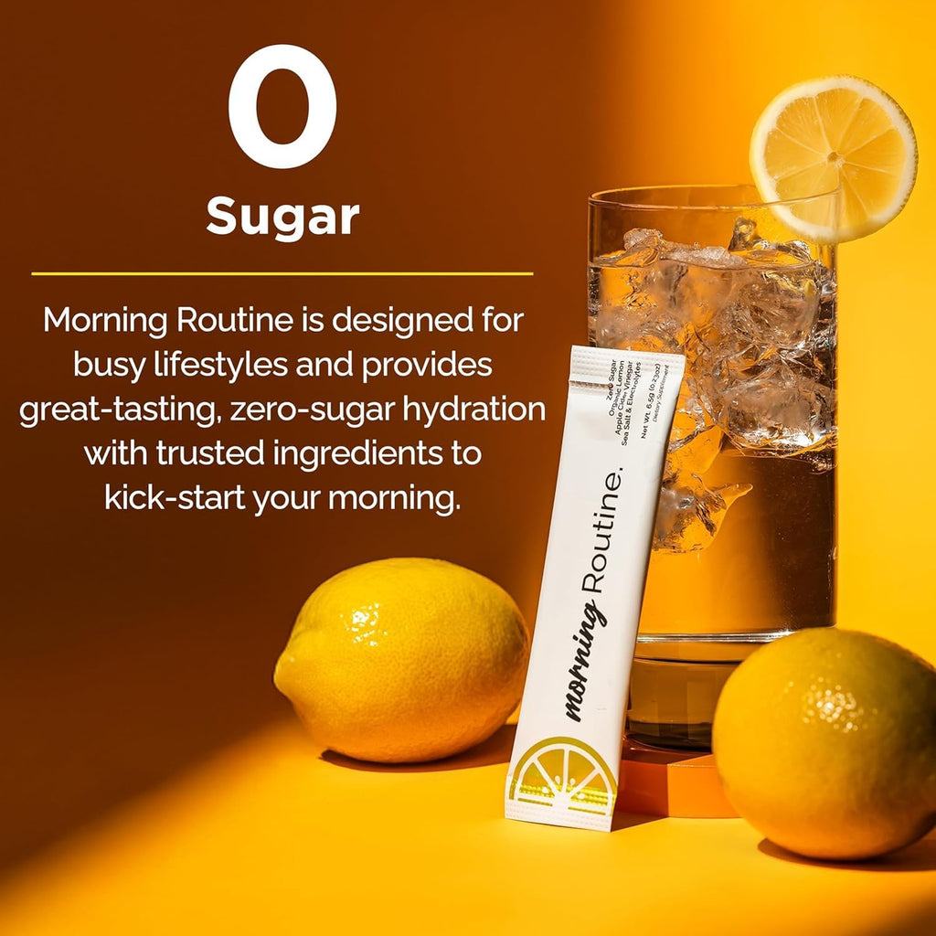 ROUTINE Morning Daily Hydration | Electrolyte Powder Packets with Apple Cider Vinegar, Lemon, and Sea Salt | Keto & Paleo-Friendly Electrolyte Drink Mix (5 Pack)