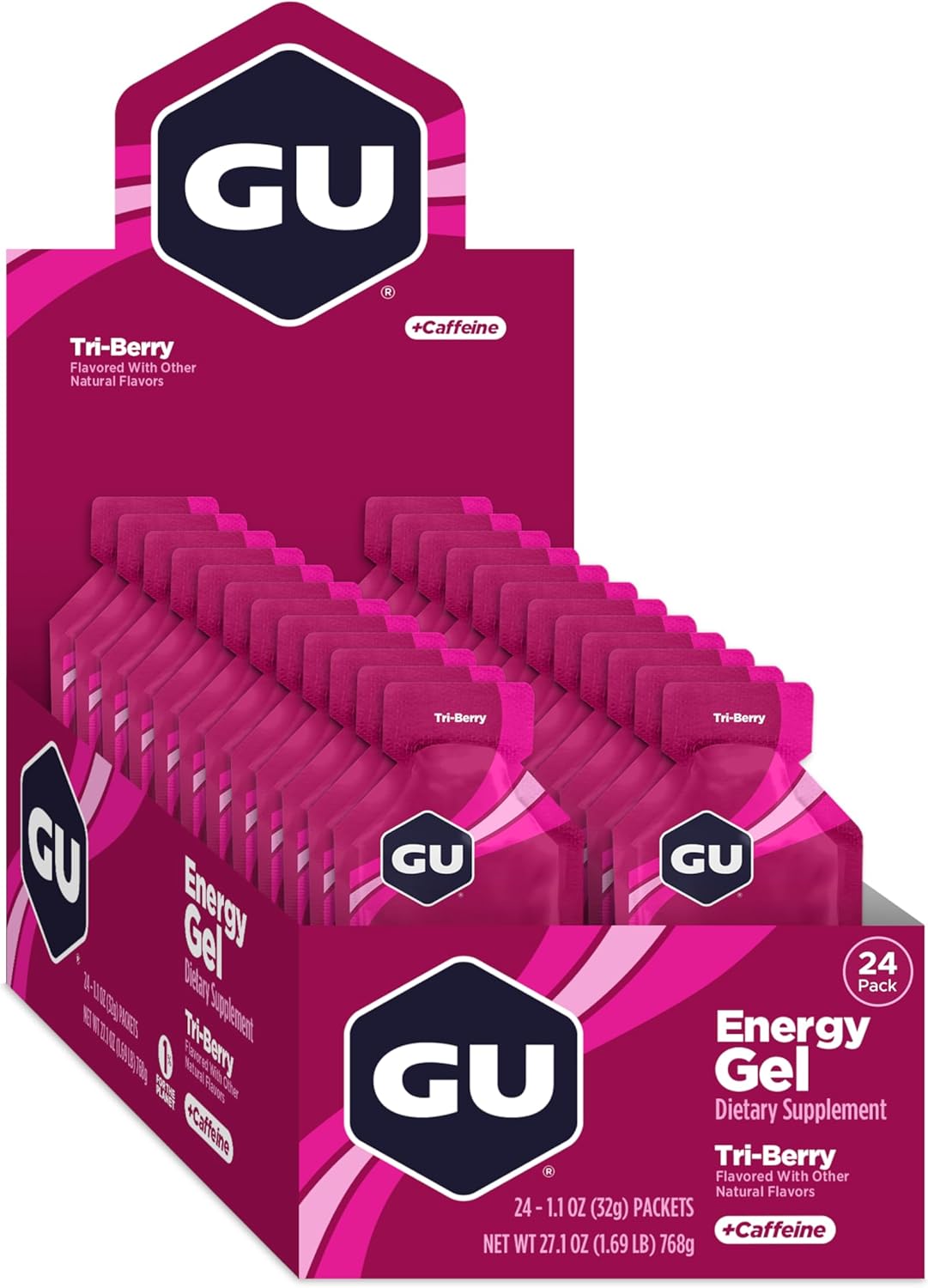 GU Energy Original Sports Nutrition Energy Gel, Tri-Berry, 24 Count Box
