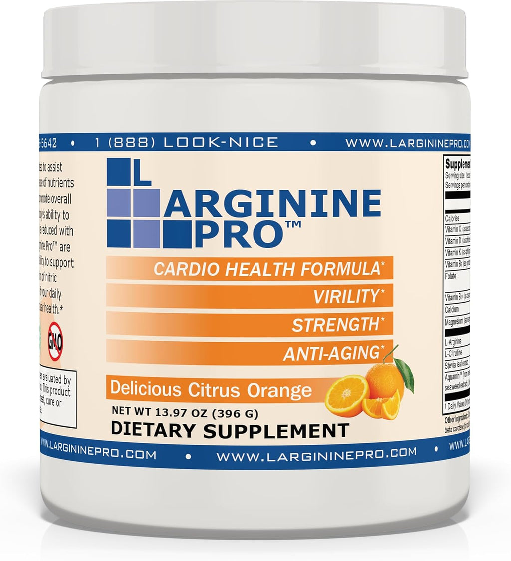 L-ARGININE PRO | 5,500mg L-Arginine Plus L-Citrulline 1,100mg Grape & Orange Powder Drink Mix Supplement for Increased Nitric Oxide Production