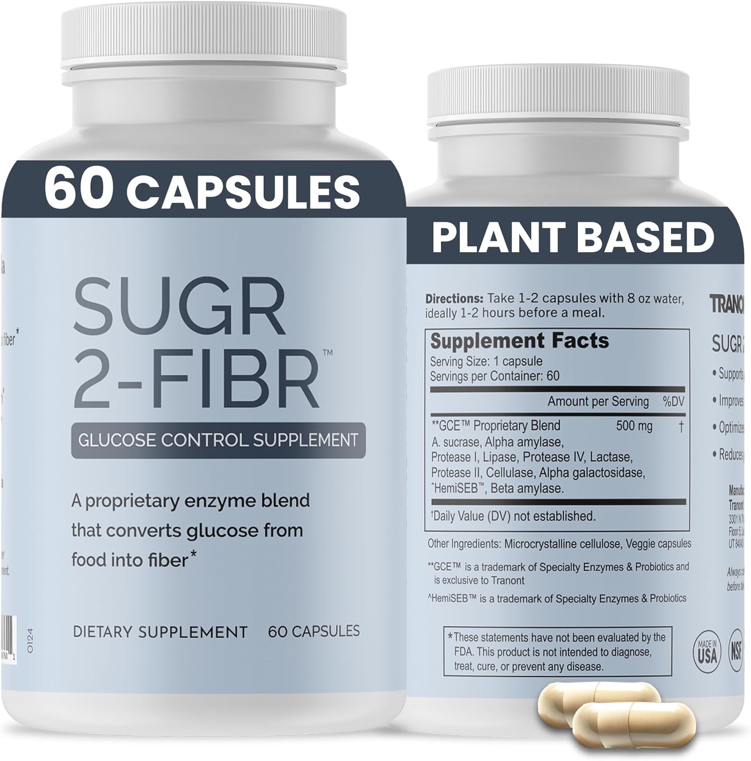 OPTIVIDA Sugr-2-Fibr – Premium Blood Sugar Support Supplement (60 Veggie Capsules) – Natural Blood Sugar Support & Healthy Glucose Metabolism – Blood Sugar Supplement for Adults