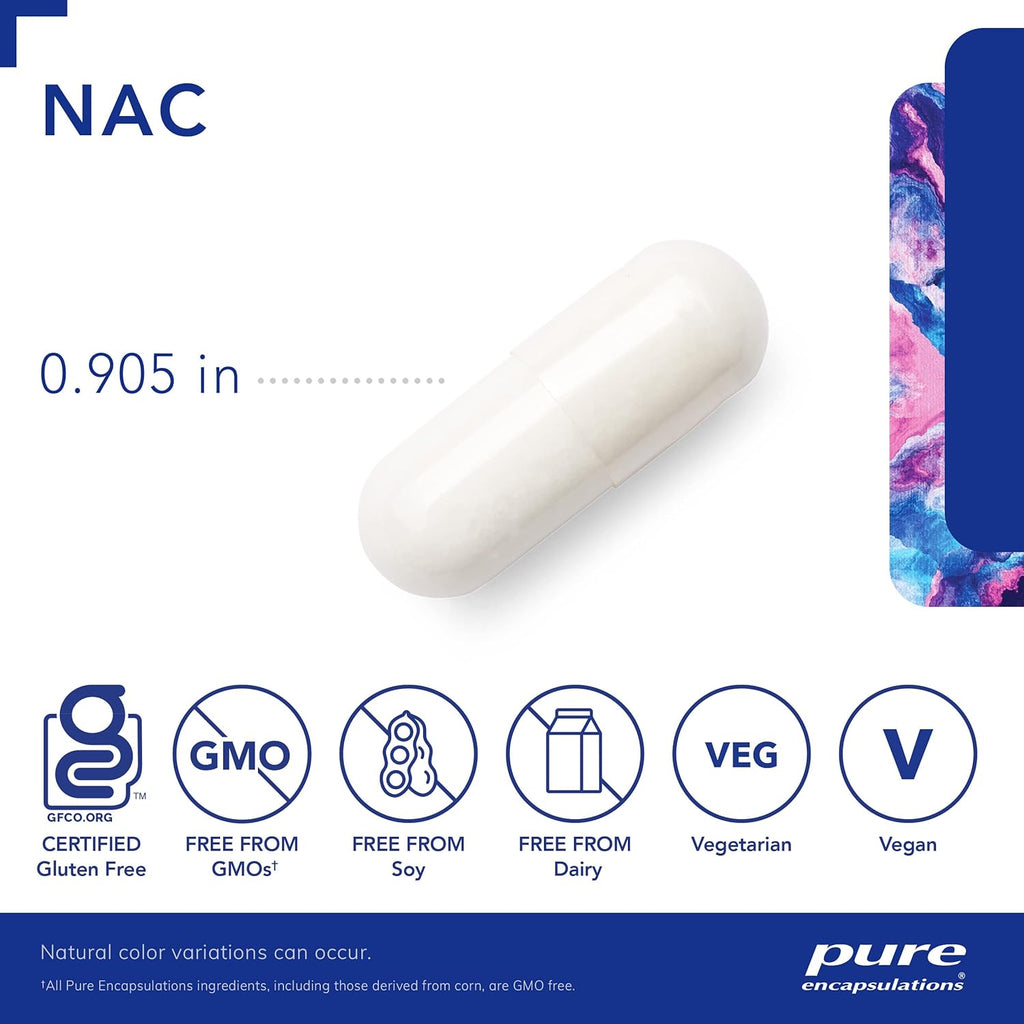 Pure Encapsulations NAC 900 mg - N-Acetyl Cysteine Amino Acid Supplement for Lung & Immune Support, Liver & Antioxidants* - 120 Capsules