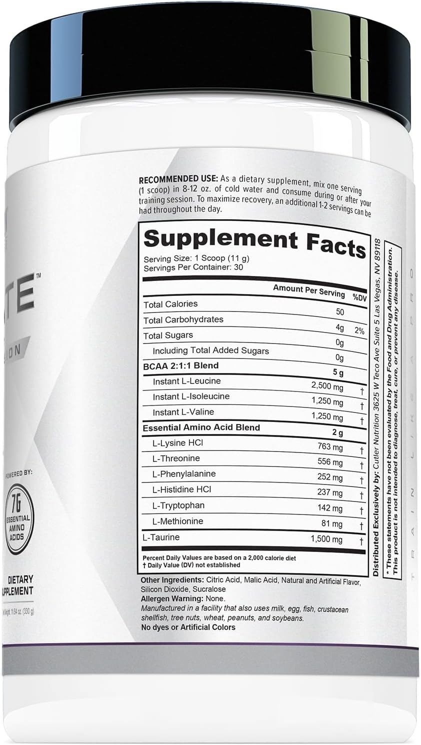 Generate EAA and BCAA Powder: Best Post Workout Recovery Drink and Branched Chain Amino Acids Supplement with Essential Amino Acids, 5g BCAAs, 2g EAAs | BlackBerry Lemonade, 30 Servings