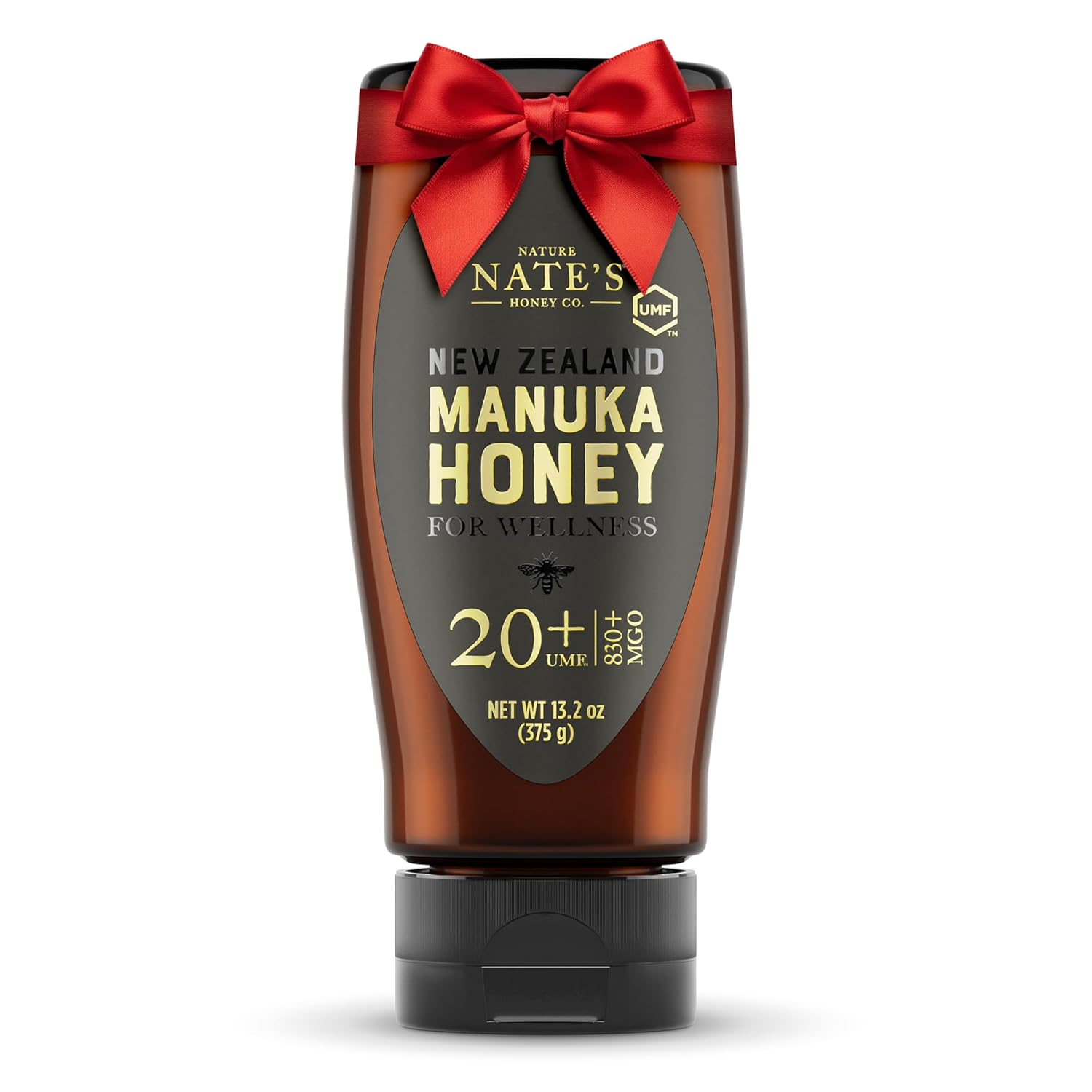 Nate's Pure Manuka Honey, Gold Edition | Sourced & Packed in New Zealand | MGO 830+ UMF Certified 20+ | 13.2 oz Squeeze Bottle