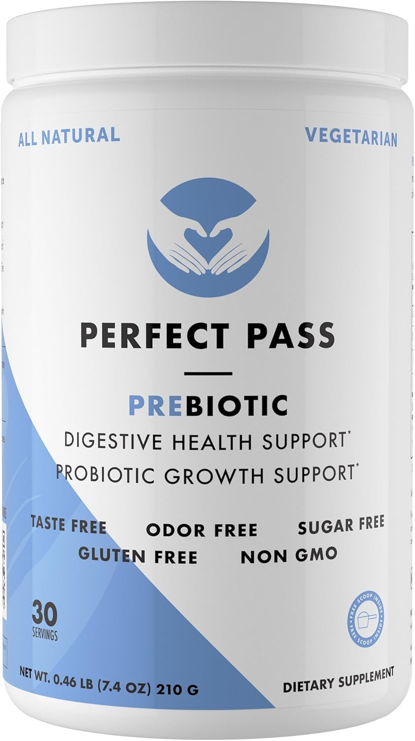 PERFECT PASS Prebiotic PHGG Partially Hydrolyzed Guar Gum 210g Powder - 100% Natural Gluten Free Non GMO - Certified Kosher Vegetarian Sugar Free