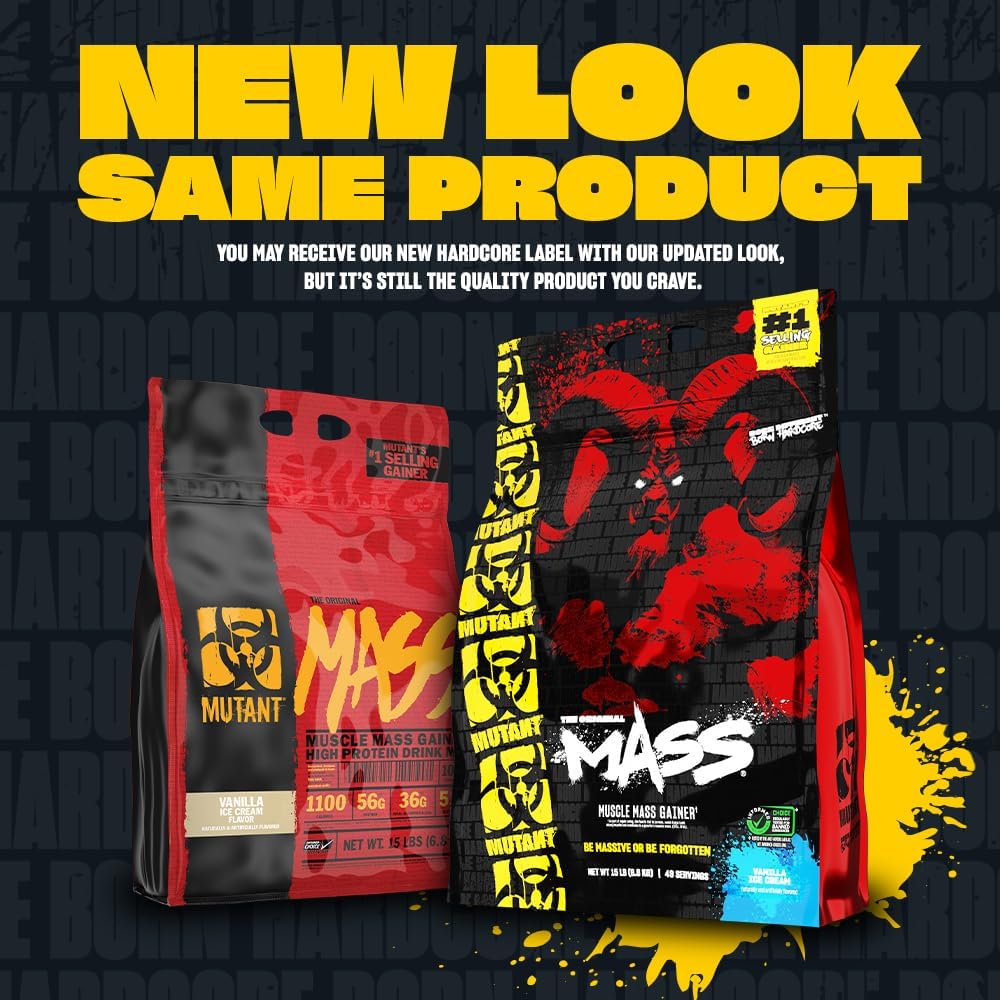 Mutant Mass | Weight Mass Gainer Protein Powder - high Calorie Protein Powder for Muscular Mass - Vanilla Ice Cream - 15 Pound