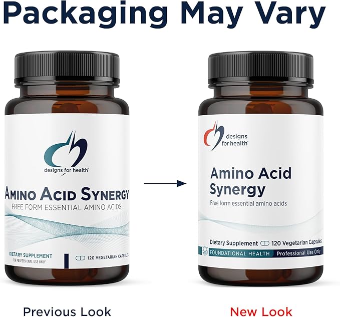 Designs for Health Amino Acid Synergy - Vegetarian Essential Amino Acids Supplement with BCAAs, Alpha-Ketoglutarate, Methionine + B6 (P-5-P) - Support for Athletes + Muscles (120 Capsules)