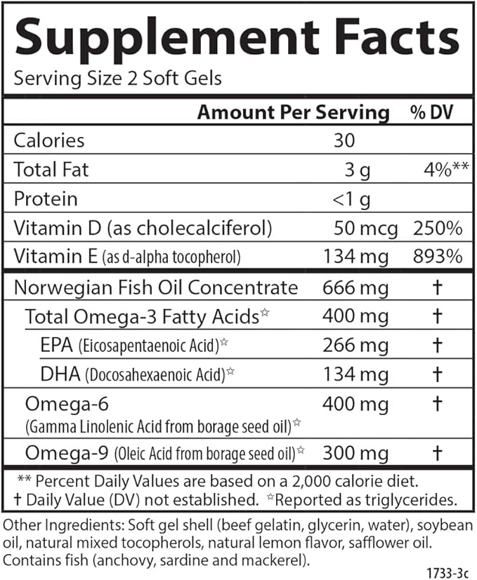 Carlson - Omega Complete Gems, Omega-3-6-9, Wild Caught, Sustainably Sourced, Heart Health, Joint Function & Immune Support, 180 Softgels