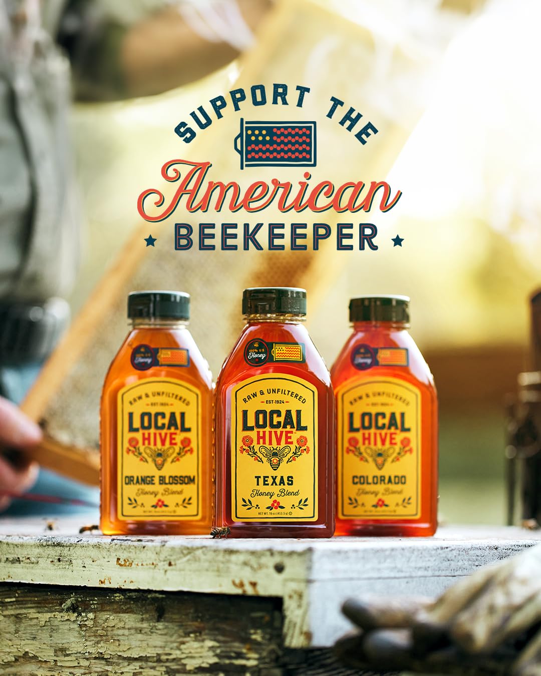 Local Hive Texas Raw & Unfiltered – 16 oz | 100% Pure U.S. Honey | Natural Sweetener Sourced from American Bees & Beekeepers | Robust Full-Bodied Flavor | Ideal for Tea, Baking & Cooking