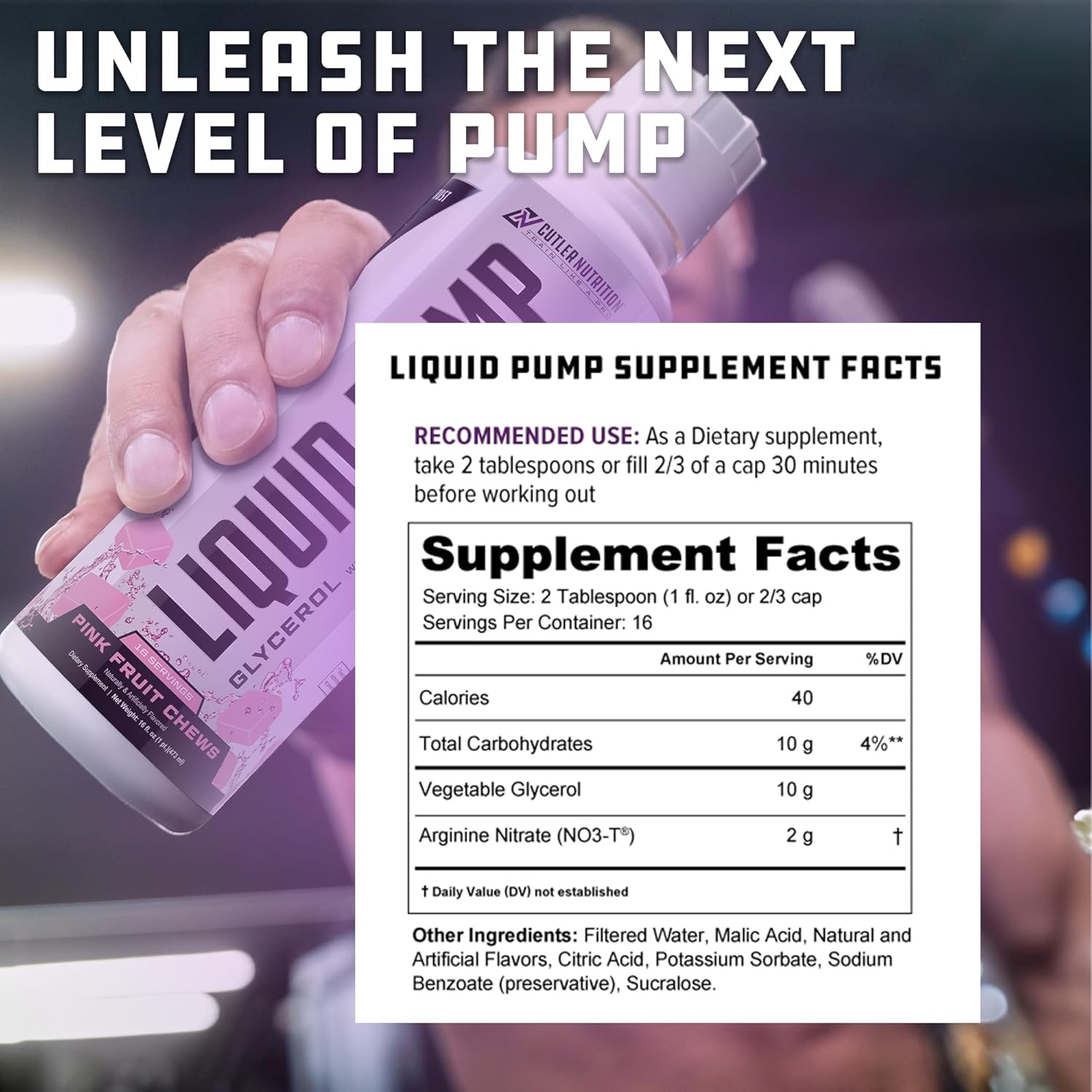 Liquid Pump - Glycerol and Arginine Nitrates for Optimized Pump pre-Workout Liquid Caffeine Free Non stim pre-Workout for Energy and Performance and nictic Oxide Booster | Blue Raspberry Flavor