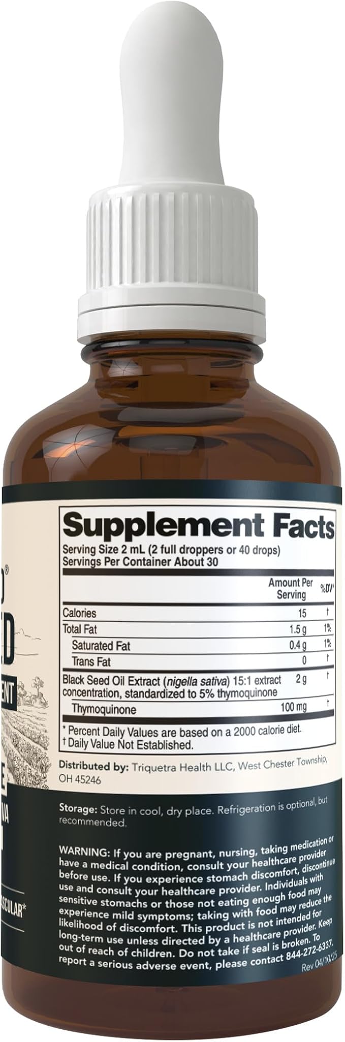 Black Seed Oil Liquid | 5% Thymoquinone - TQ-Advanced® | High Potency - 100 mg per Serving - 15:1 Concentrate from Nigella Sativa Extract, Raw Form, Vegan Formula, Glass Bottle (30 Servings)