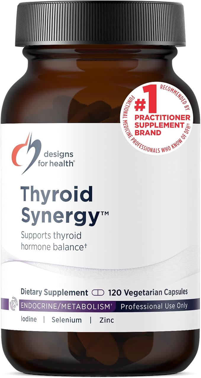 Designs for Health Thyroid Synergy - Thyroid Support Supplement with Iodine, American Ginseng, Selenium, Zinc + Manganese - Vegan Thyroid Vitamins, Gluten Free (120 Capsules)