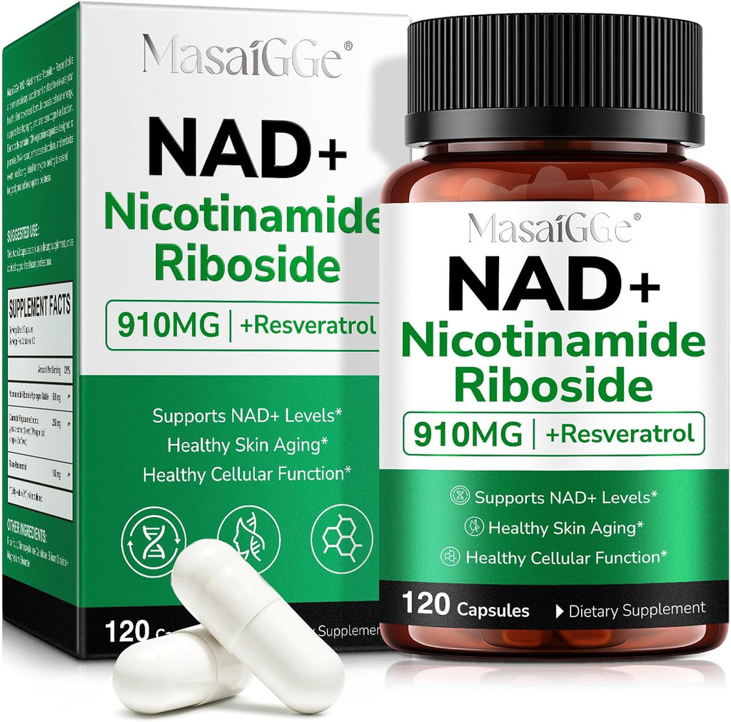 NAD Supplement, NAD Nicotinamide Riboside with Premium Nicotinamide Riboside & Resveratrol, NMNH Supplement Alternative, Health Supplements for Anti-Aging, Energy, Focus - 60 Days Supply
