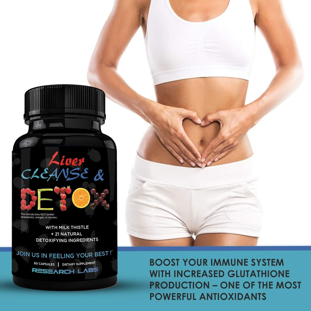 Research Labs Doctor Recommended Premium Liver Detox Cleanse & Support w/Milk Thistle, Beet, Dandelion. 23 Powerful Herbs…