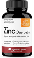 Sandhu's Zinc Quercetin 60 Vegetarian Capsules (Pack of 1) | High Absorption Zink Supplements for Immunity and Seasonal Allergy | Antioxidant Immune Support for Men and Women | Easy to Swallow
