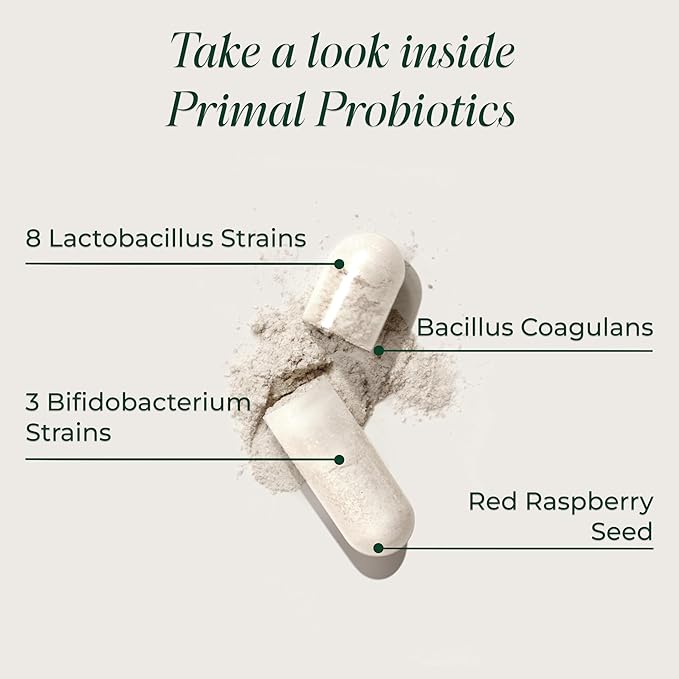 Primal Harvest Probiotics for Women & Men Daily Probiotic Supplement with 12 Strains for Gut & Digestive Health 30 Capsules