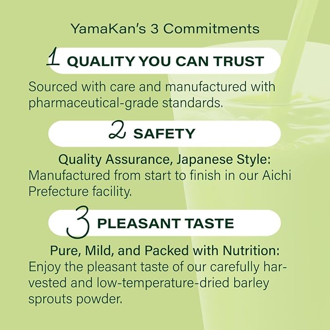 Yamamoto Kanpoh YAMAKAN Young Barley Grass Powder, Pure Green Juice Rich in Minerals, Vitamins & Plant-Based Protein for Women & Men, Barley Grass Juice Powder, from Japan, Non GMO 88 Sachets