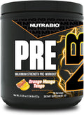 NutraBio PRE Workout Powder - New Formula- Sustained Energy, Mental Focus, Endurance - Beta Alanine, Caffeine, Electrolytes - 20 Servings - Orange Mango Tango